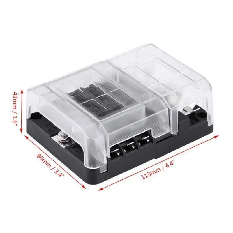 DC32V 100A Flachsicherungskasten-Halterblock mit 12P negativen Sammelschienen-Schnellklemmen und staubdichter Abdeckung für LKW, Bus, Boot, Wohnwagen
