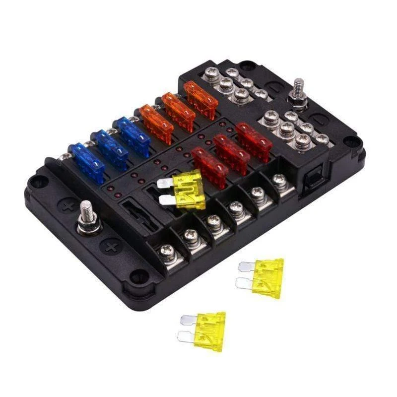 LED-Anzeige IP56 Wasserdichter Sicherungskastenhalterblock ATC ATO 12-Wege-Autozubehör mit 250 Ampere