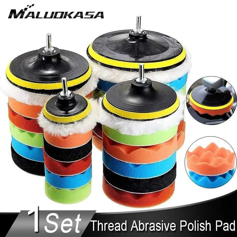 Polierpad 4''5''6''7 '' Zoll Auto Schwamm Polierpad Kit M10 M14 Gewinde Schleifpolierer Bohradapter Wachswerkzeuge Zubehör