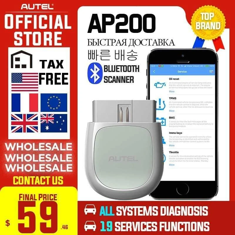 Autel AP200 Bluetooth OBD2-Scanner Automotivo OBD 2 TPMS-Codeleser Autodiagnosetool für Heimwerker PK MK808 Thinkdiag Easydiag