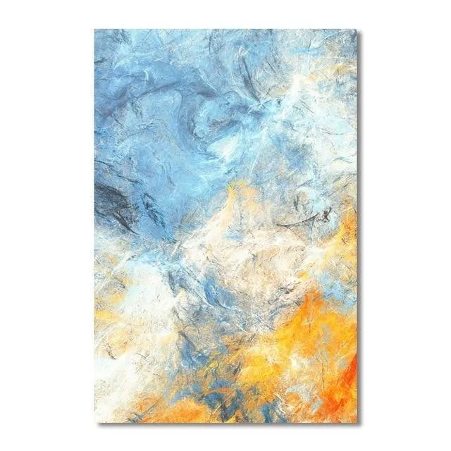 Traum Blau und Gelb Abstrakte Kunst Leinwand Gemälde Modulare Bilder Wandkunst Leinwand für Wohnzimmer Dekoration Kein Gestaltet