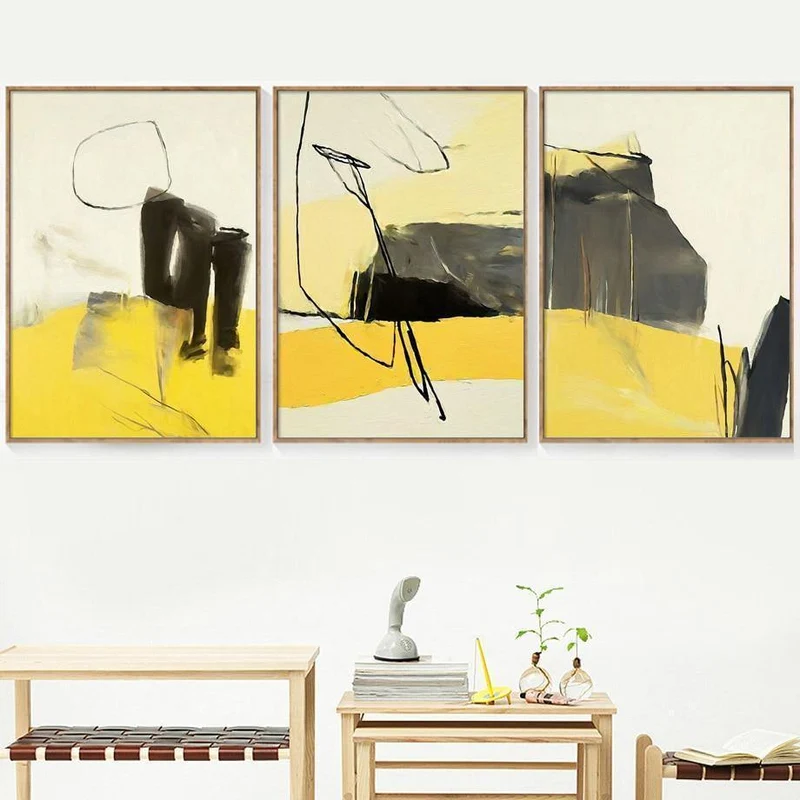 Traum Blau und Gelb Abstrakte Kunst Leinwand Gemälde Modulare Bilder Wandkunst Leinwand für Wohnzimmer Dekoration Kein Gestaltet