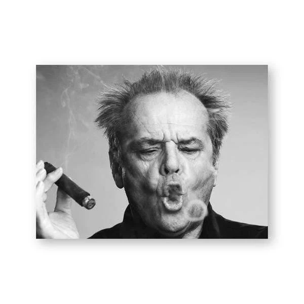 Jack Nicholson Zigarre Poster Wand Kunstdruck Bild Schwarz und Weiß Leinwand Gemälde für Wohnzimmer Moderne Dekoration