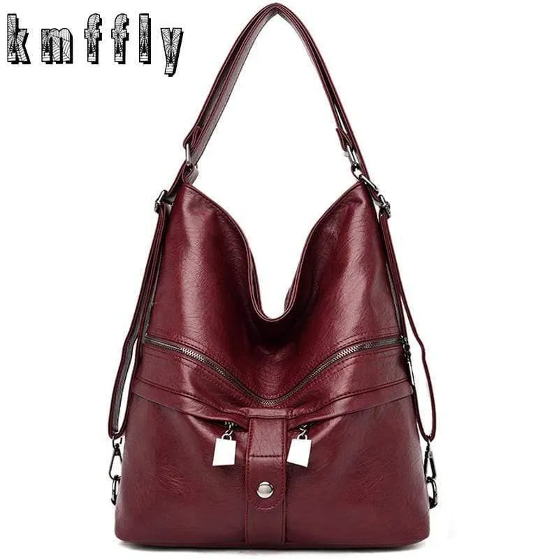 Leder Multifunktions Damen Taschen Mode weiblich große Kapazität Schultasche Frauen Umhängetaschen