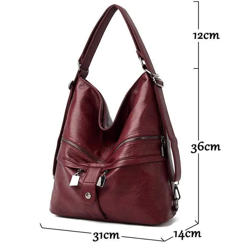Leder Multifunktions Damen Taschen Mode weiblich große Kapazität Schultasche Frauen Umhängetaschen