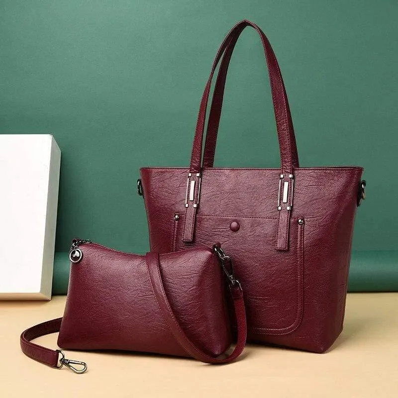 Damen Leder Handtaschen 2 Set Damen Messenger Taschen Designer Umhängetasche Frauen Bolsa
