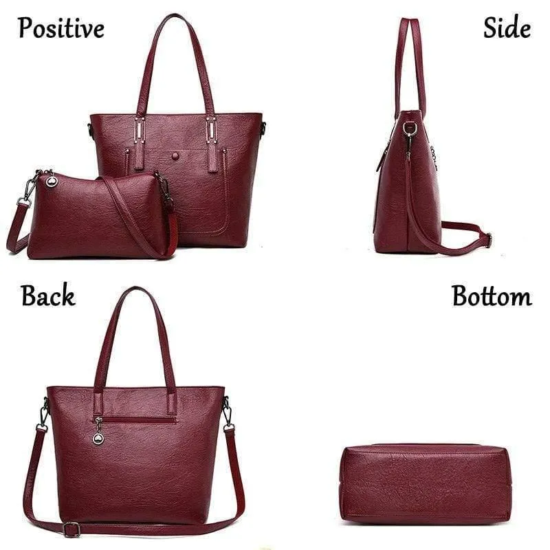 Damen Leder Handtaschen 2 Set Damen Messenger Taschen Designer Umhängetasche Frauen Bolsa