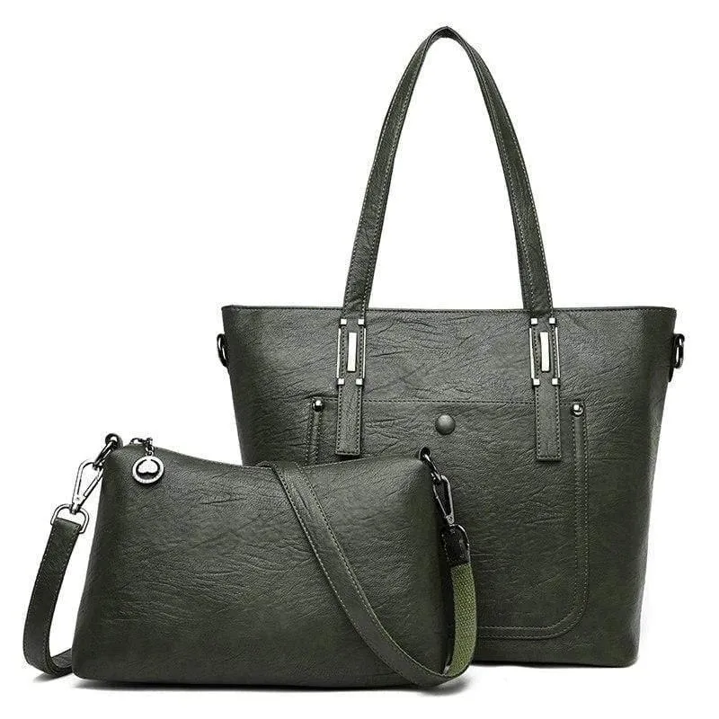Damen Leder Handtaschen 2 Set Damen Messenger Taschen Designer Umhängetasche Frauen Bolsa