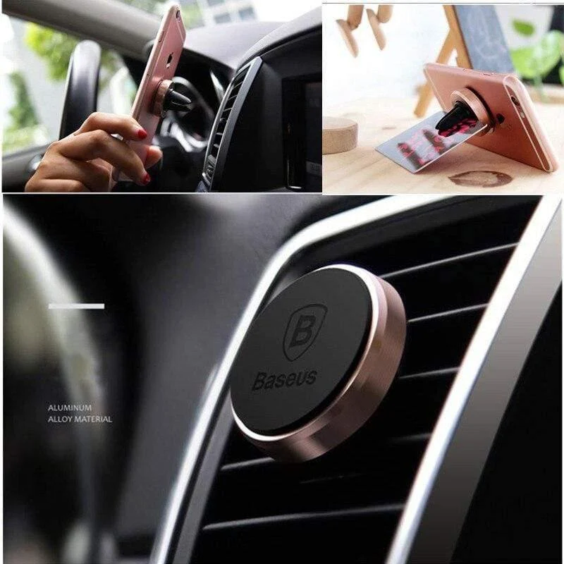 Baseus Magnetischer Auto-Handyhalter für iPhone, Samsung, Xiaomi, Mi 9, magnetischer Handy-Ständer, Lüftungsschlitz-Halterung, GPS-Autohalterung (schwarz)