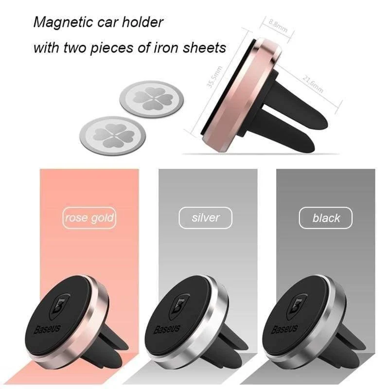 Baseus Magnetischer Auto-Handyhalter für iPhone, Samsung, Xiaomi, Mi 9, magnetischer Handy-Ständer, Lüftungsschlitz-Halterung, GPS-Autohalterung (schwarz)