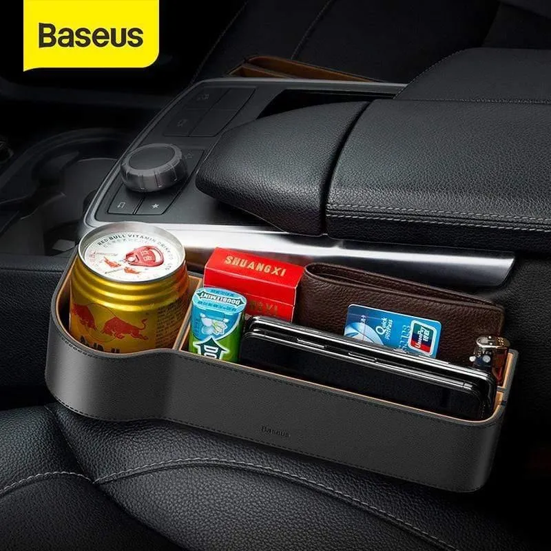 Baseus Universal-Leder-Auto-Organizer, Auto-Sitzlücken-Aufbewahrungsbox für Taschen-Organizer, Geldbörse, Zigarettenschlüssel, Telefonhalter