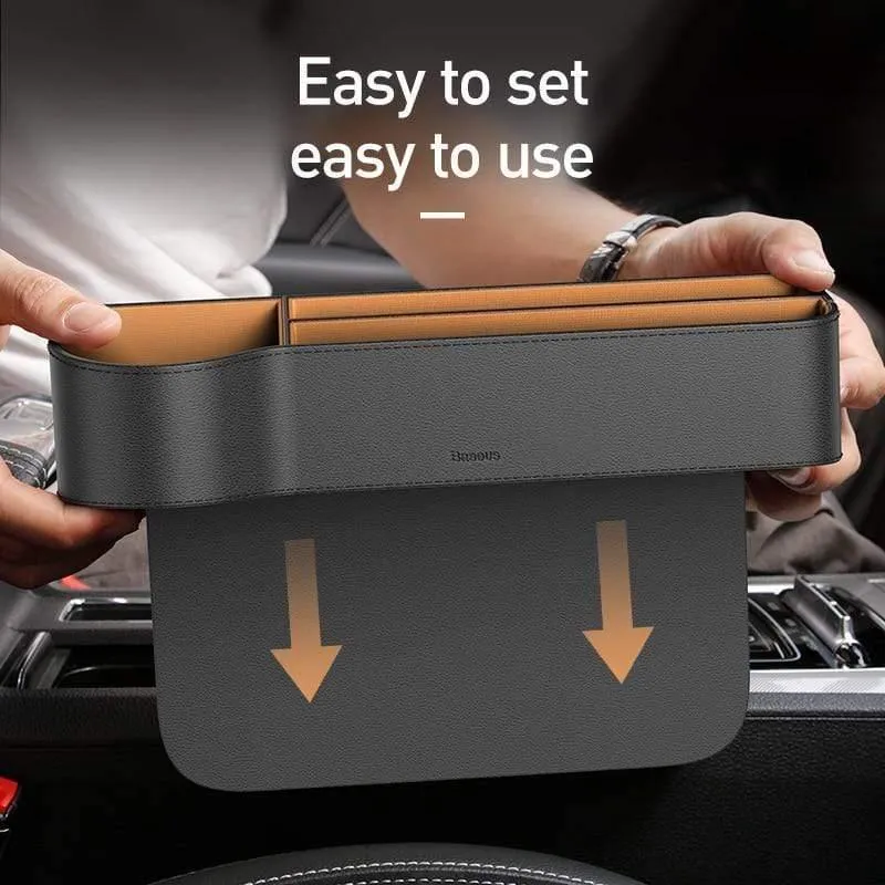 Baseus Universal-Leder-Auto-Organizer, Auto-Sitzlücken-Aufbewahrungsbox für Taschen-Organizer, Geldbörse, Zigarettenschlüssel, Telefonhalter