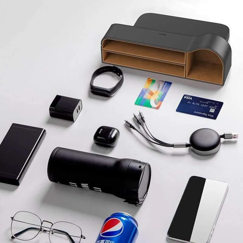 Baseus Universal-Leder-Auto-Organizer, Auto-Sitzlücken-Aufbewahrungsbox für Taschen-Organizer, Geldbörse, Zigarettenschlüssel, Telefonhalter