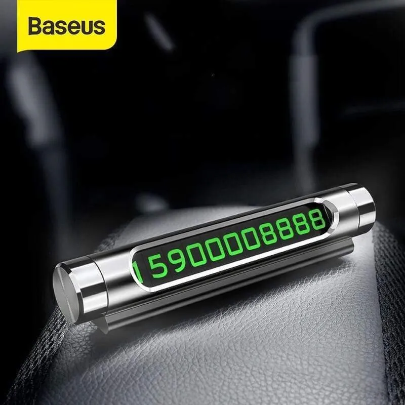 Baseus Mini Metallauto Temporäre Parkkarte Leuchtend umschaltbar Doppeltelefonnummer Autoaufkleber Auto-Styling
