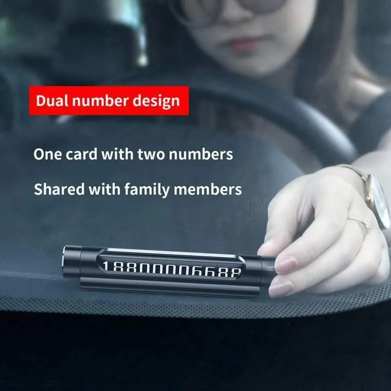 Baseus Mini Metallauto Temporäre Parkkarte Leuchtend umschaltbar Doppeltelefonnummer Autoaufkleber Auto-Styling