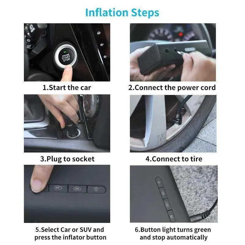 Baseus Intelligenter Auto-Luftkompressor, Reifen-Aufblaspumpe, 12 V, tragbarer Auto-Reifenfüller für Autoreifen