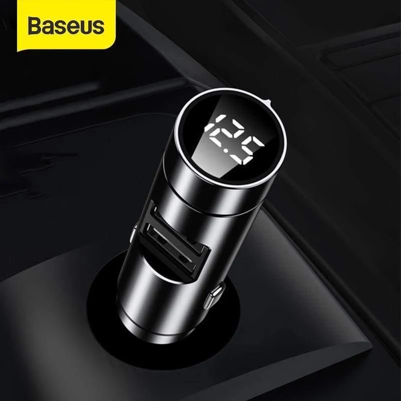 Baseus FM-Sender Bluetooth 5.0 Drahtloser Freisprech-Auto-Audio-Empfänger Auto-MP3-Player Dual-USB-Schnellladegerät Autozubehör