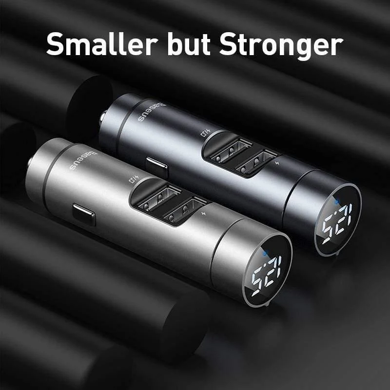 Baseus FM-Sender Bluetooth 5.0 Drahtloser Freisprech-Auto-Audio-Empfänger Auto-MP3-Player Dual-USB-Schnellladegerät Autozubehör