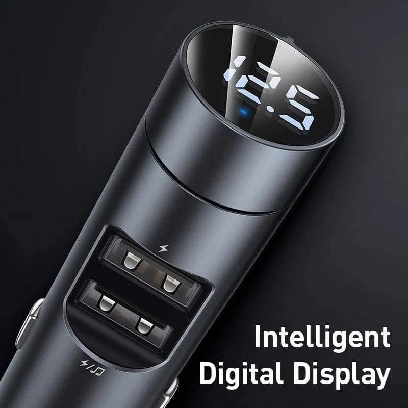 Baseus FM-Sender Bluetooth 5.0 Drahtloser Freisprech-Auto-Audio-Empfänger Auto-MP3-Player Dual-USB-Schnellladegerät Autozubehör