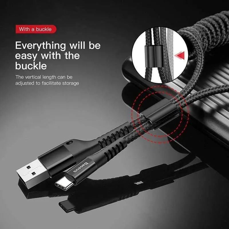 Baseus Spring USB Typ C Kabel für Xiaomi Mi 9 Huawei P30 Lite Samsung S10 2A USB C Schnellwechselkabel Einziehbares Typ C Kabel