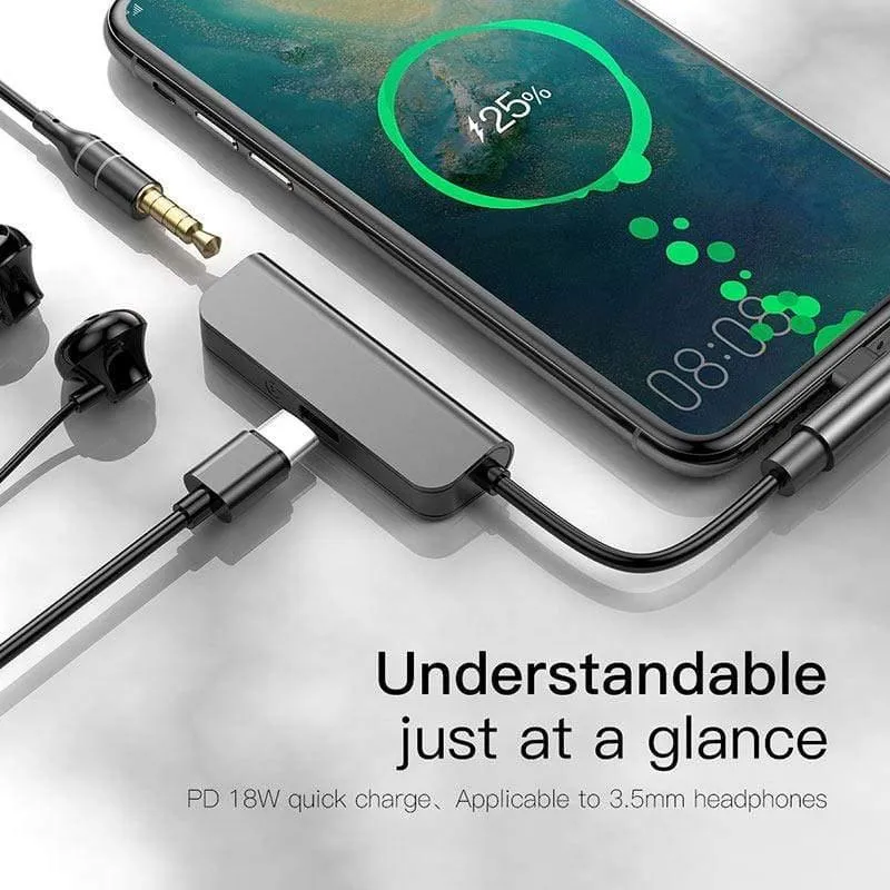Baseus L53 USB C auf 3.5 mm Aux Audio Adapter USB Typ C Verlängerungskabel mit PD 18W Schnellladung für Samsung ForHuawei