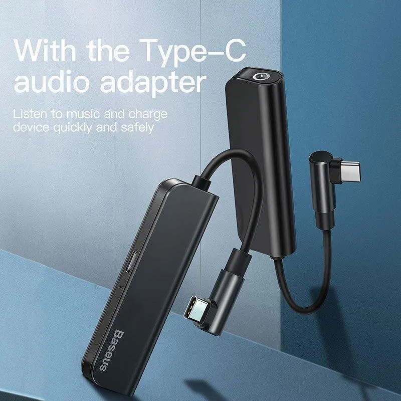 Baseus L53 USB C auf 3.5 mm Aux Audio Adapter USB Typ C Verlängerungskabel mit PD 18W Schnellladung für Samsung ForHuawei