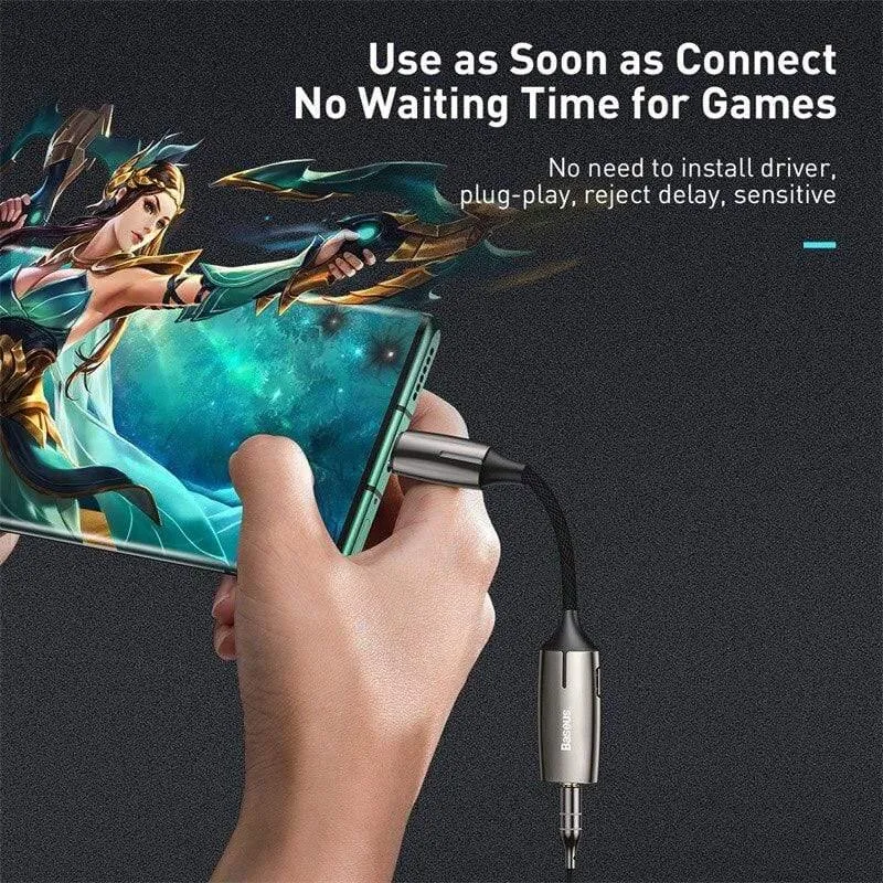 Baseus L60s USB Typ C auf 3.5 mm Aux-Audio-Adapter, Schnelllade-USB-C-Verlängerungskabel mit Lichtschnittstelle für Smartphones