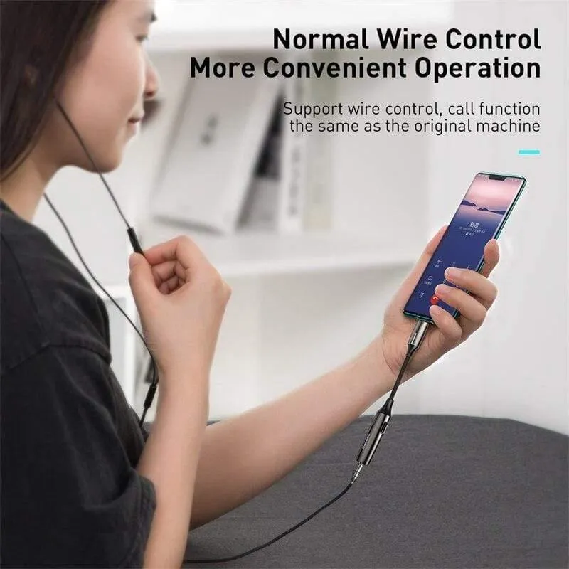 Baseus L60s USB Typ C auf 3.5 mm Aux-Audio-Adapter, Schnelllade-USB-C-Verlängerungskabel mit Lichtschnittstelle für Smartphones