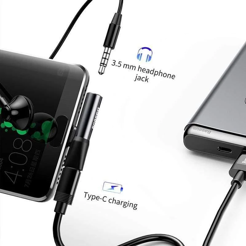 Baseus L41 USB C bis 3.5 mm Aux Jack Audio Adapter Audio Splitter Typ C Ladeadapter Für Xiaomi mi 9 Smartphone