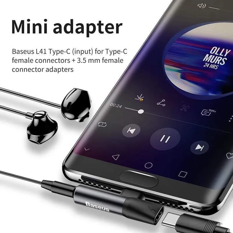 Baseus L41 USB C bis 3.5 mm Aux Jack Audio Adapter Audio Splitter Typ C Ladeadapter Für Xiaomi mi 9 Smartphone