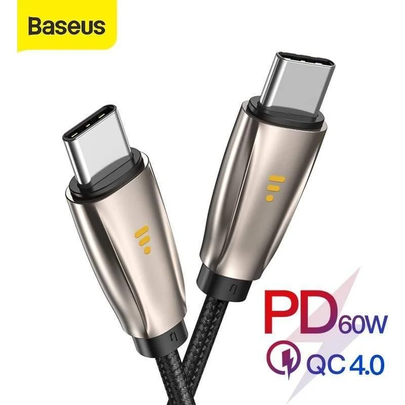 Baseus USB Typ C bis Typ C Kabel für Samsung S10 MacBook Pro LED 60W PD Schnellladekabel Schnelllade 4.0 Typ USB-C Kabel
