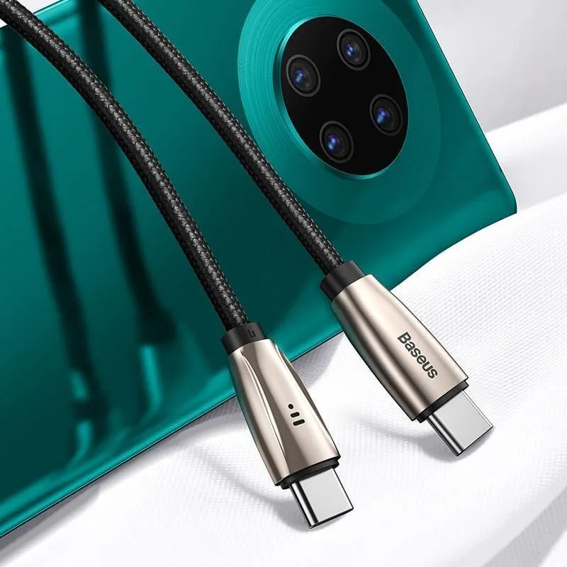 Baseus USB Typ C bis Typ C Kabel für Samsung S10 MacBook Pro LED 60W PD Schnellladekabel Schnelllade 4.0 Typ USB-C Kabel