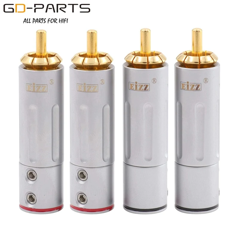 EIZZ High End 24 Karat vergoldeter Messing-Cinch-Stecker Adapter mit Schloss HiFi Audio Video AMP TV AV DVD Signalkabel DIY