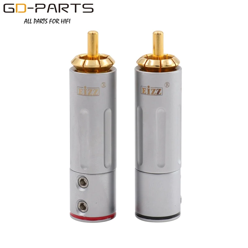 EIZZ High End 24 Karat vergoldeter Messing-Cinch-Stecker Adapter mit Schloss HiFi Audio Video AMP TV AV DVD Signalkabel DIY