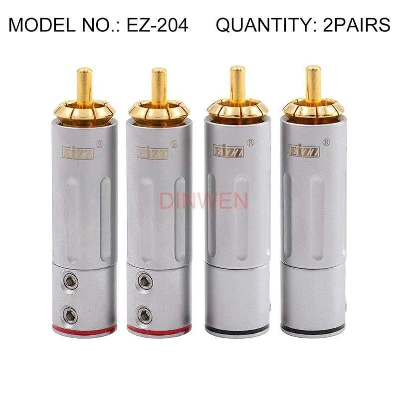 EIZZ High End 24 Karat vergoldeter Messing-Cinch-Stecker Adapter mit Schloss HiFi Audio Video AMP TV AV DVD Signalkabel DIY