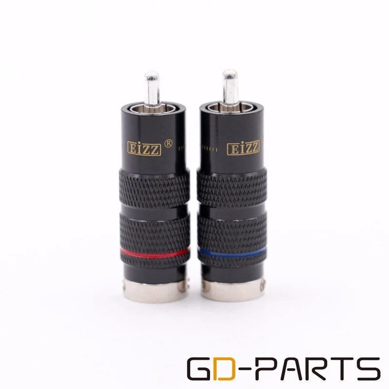 EIZZ Rhodinierter Phosphorbronze-Stecker RCA Koaxialstecker Anschlussadapter Kupferstift Teflonisolator Hifi Audio Video Signal