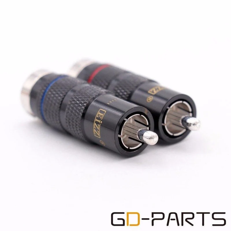 EIZZ Rhodinierter Phosphorbronze-Stecker RCA Koaxialstecker Anschlussadapter Kupferstift Teflonisolator Hifi Audio Video Signal