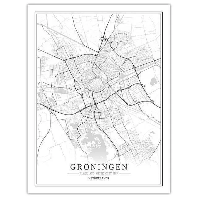 Niederlande Schwarz Weiß Weltstadt Karte Poster Nordic Wohnzimmer Amsterdam Breda Wand Kunst Bilder Home Decor Leinwand Malerei