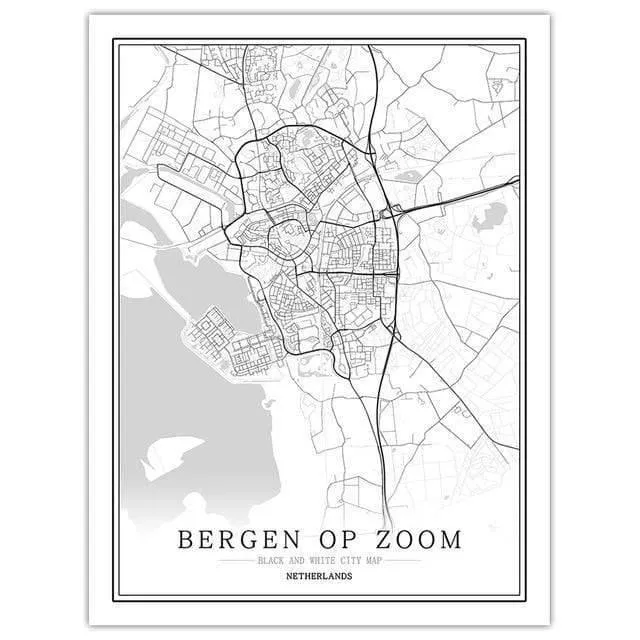 Niederlande Schwarz Weiß Weltstadt Karte Poster Nordic Wohnzimmer Amsterdam Breda Wand Kunst Bilder Home Decor Leinwand Malerei