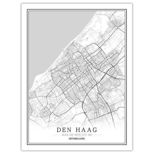 Niederlande Schwarz Weiß Weltstadt Karte Poster Nordic Wohnzimmer Amsterdam Breda Wand Kunst Bilder Home Decor Leinwand Malerei