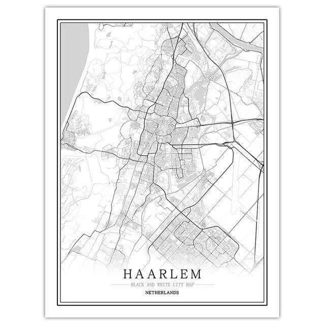Niederlande Schwarz Weiß Weltstadt Karte Poster Nordic Wohnzimmer Amsterdam Breda Wand Kunst Bilder Home Decor Leinwand Malerei