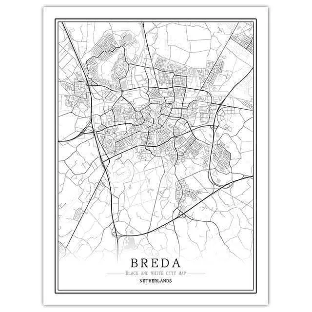 Niederlande Schwarz Weiß Weltstadt Karte Poster Nordic Wohnzimmer Amsterdam Breda Wand Kunst Bilder Home Decor Leinwand Malerei