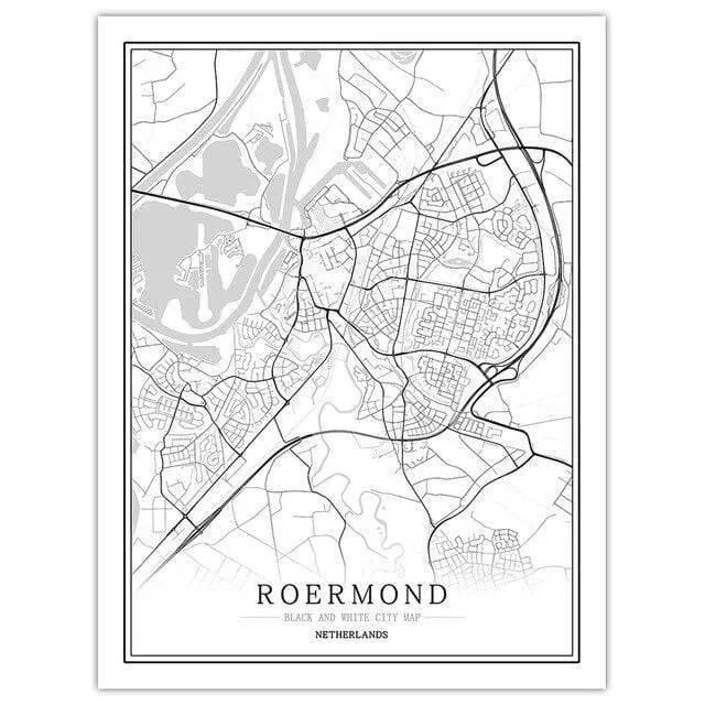 Niederlande Schwarz Weiß Weltstadt Karte Poster Nordic Wohnzimmer Amsterdam Breda Wand Kunst Bilder Home Decor Leinwand Malerei