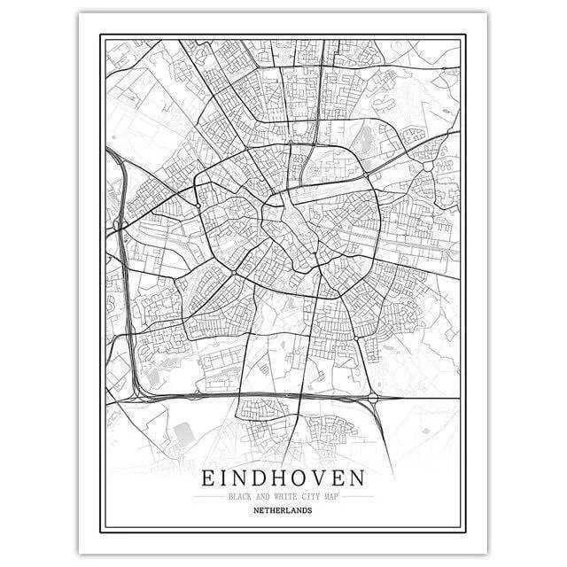 Niederlande Schwarz Weiß Weltstadt Karte Poster Nordic Wohnzimmer Amsterdam Breda Wand Kunst Bilder Home Decor Leinwand Malerei