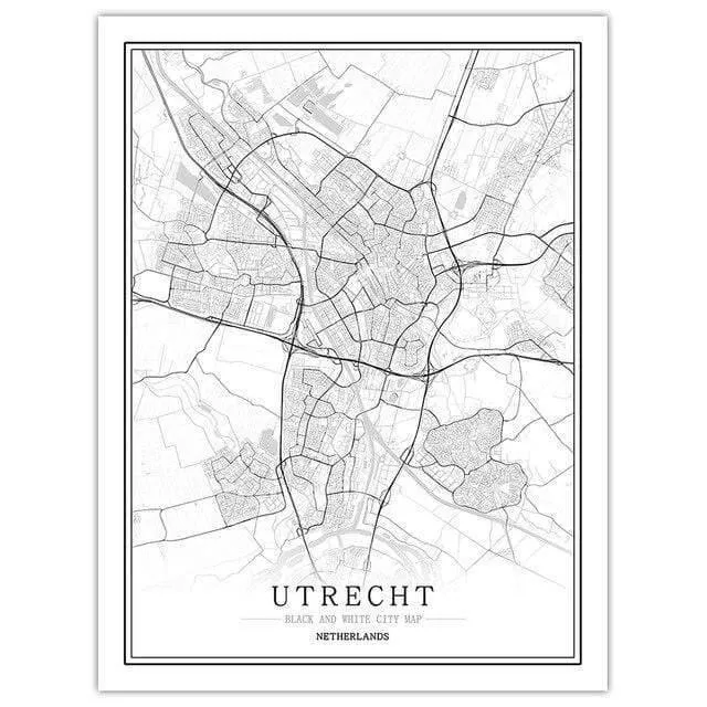 Niederlande Schwarz Weiß Weltstadt Karte Poster Nordic Wohnzimmer Amsterdam Breda Wand Kunst Bilder Home Decor Leinwand Malerei