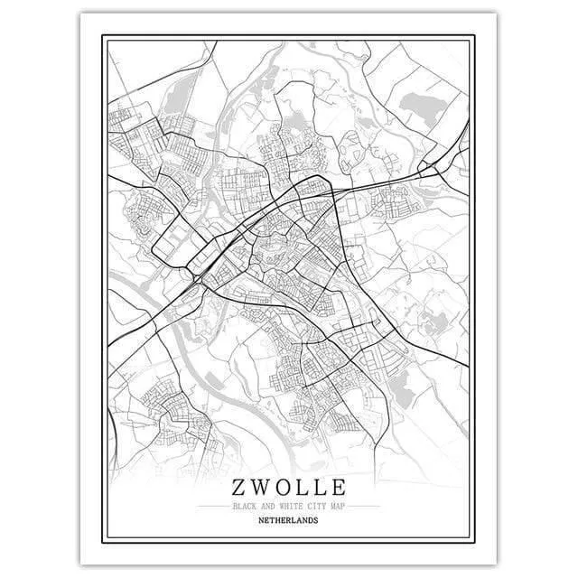 Niederlande Schwarz Weiß Weltstadt Karte Poster Nordic Wohnzimmer Amsterdam Breda Wand Kunst Bilder Home Decor Leinwand Malerei