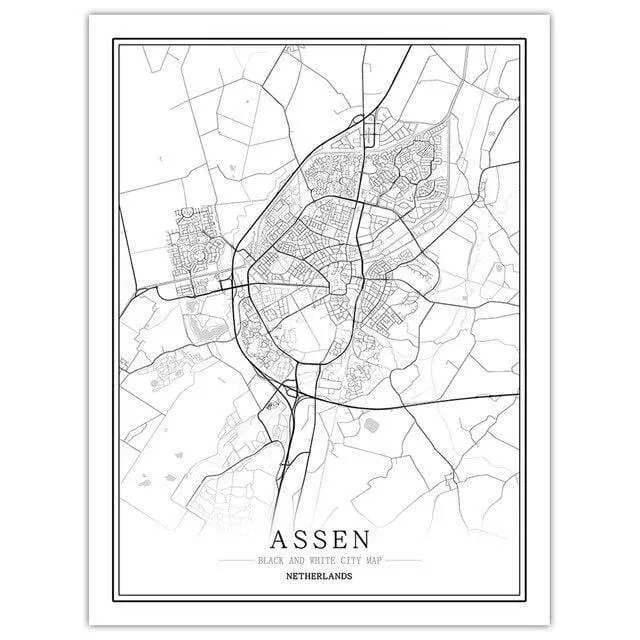 Niederlande Schwarz Weiß Weltstadt Karte Poster Nordic Wohnzimmer Amsterdam Breda Wand Kunst Bilder Home Decor Leinwand Malerei