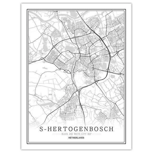 Niederlande Schwarz Weiß Weltstadt Karte Poster Nordic Wohnzimmer Amsterdam Breda Wand Kunst Bilder Home Decor Leinwand Malerei