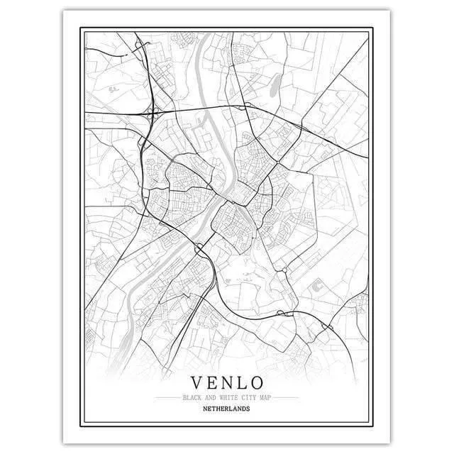 Niederlande Schwarz Weiß Weltstadt Karte Poster Nordic Wohnzimmer Amsterdam Breda Wand Kunst Bilder Home Decor Leinwand Malerei