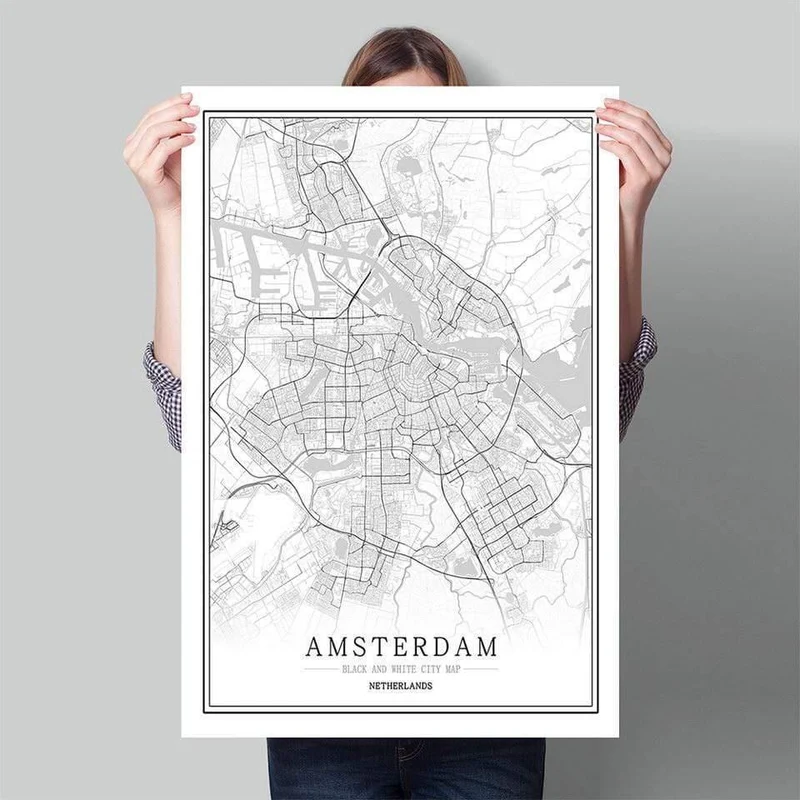 Niederlande Schwarz Weiß Weltstadt Karte Poster Nordic Wohnzimmer Amsterdam Breda Wand Kunst Bilder Home Decor Leinwand Malerei